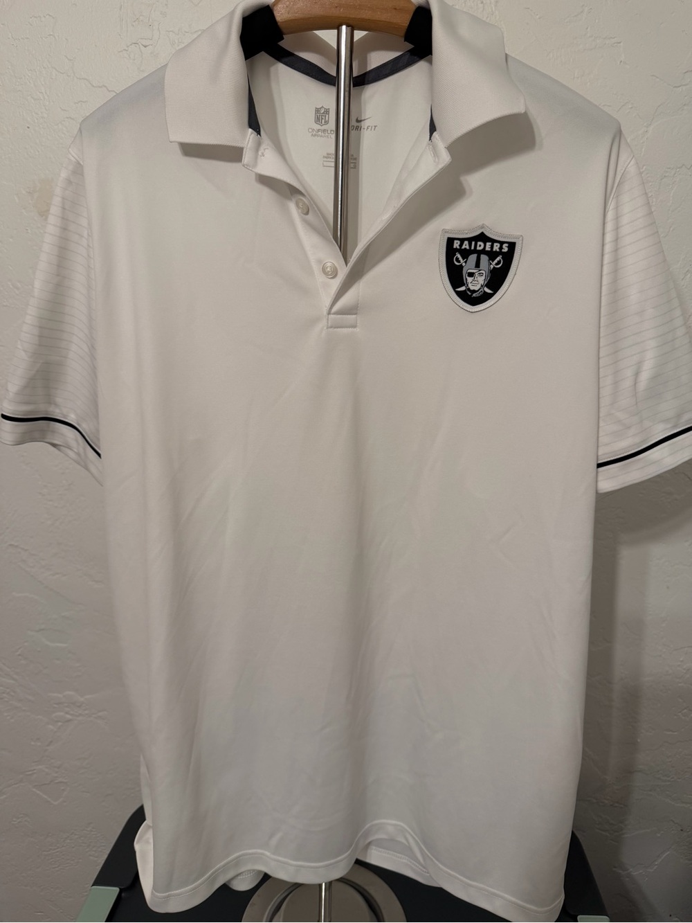 NFL White Raiders Polo with Black Trim